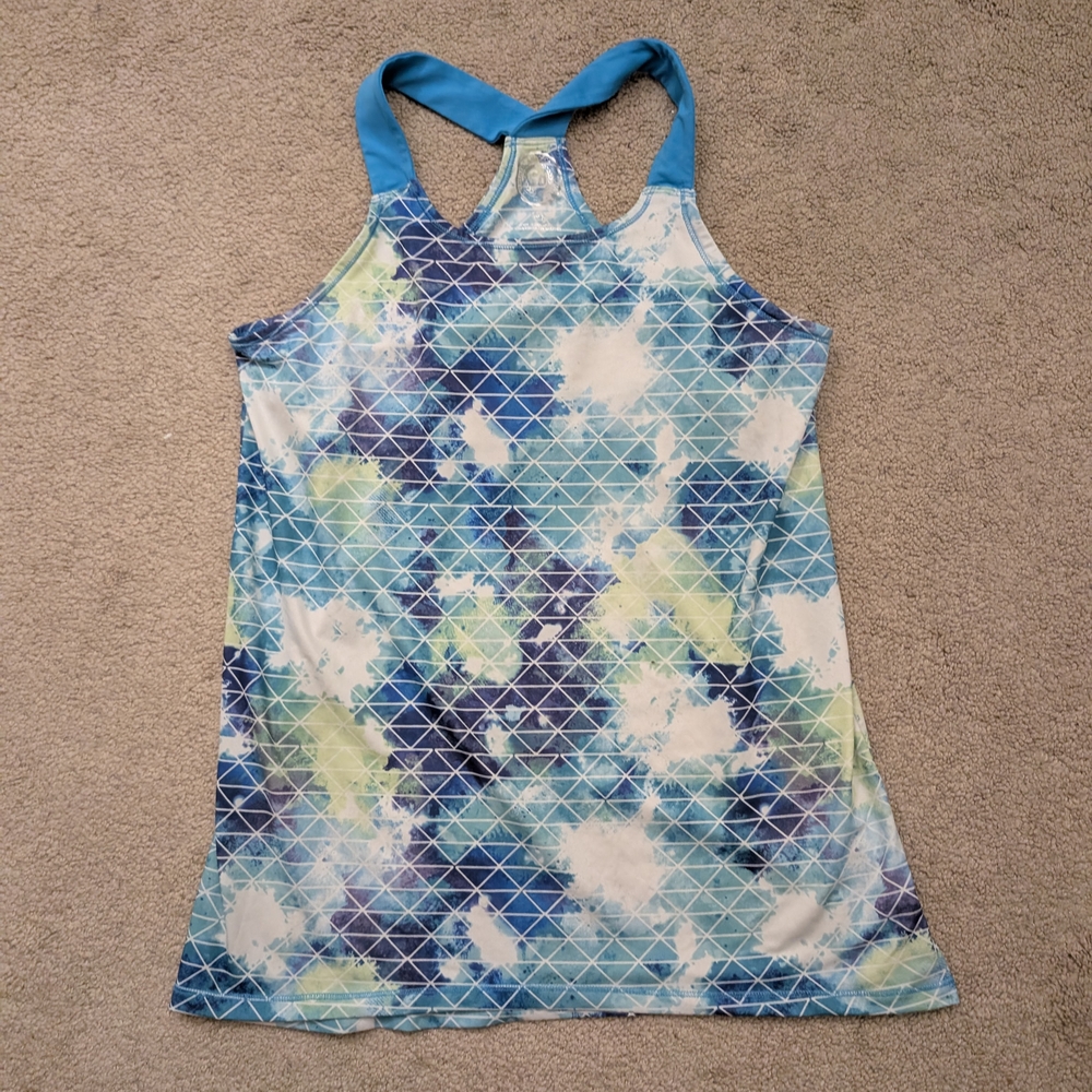 Blue and White Patterned Tank Top